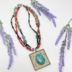Artisan Hand Crafted Multi Strand Beaded Rustic Hair Pendant Necklace